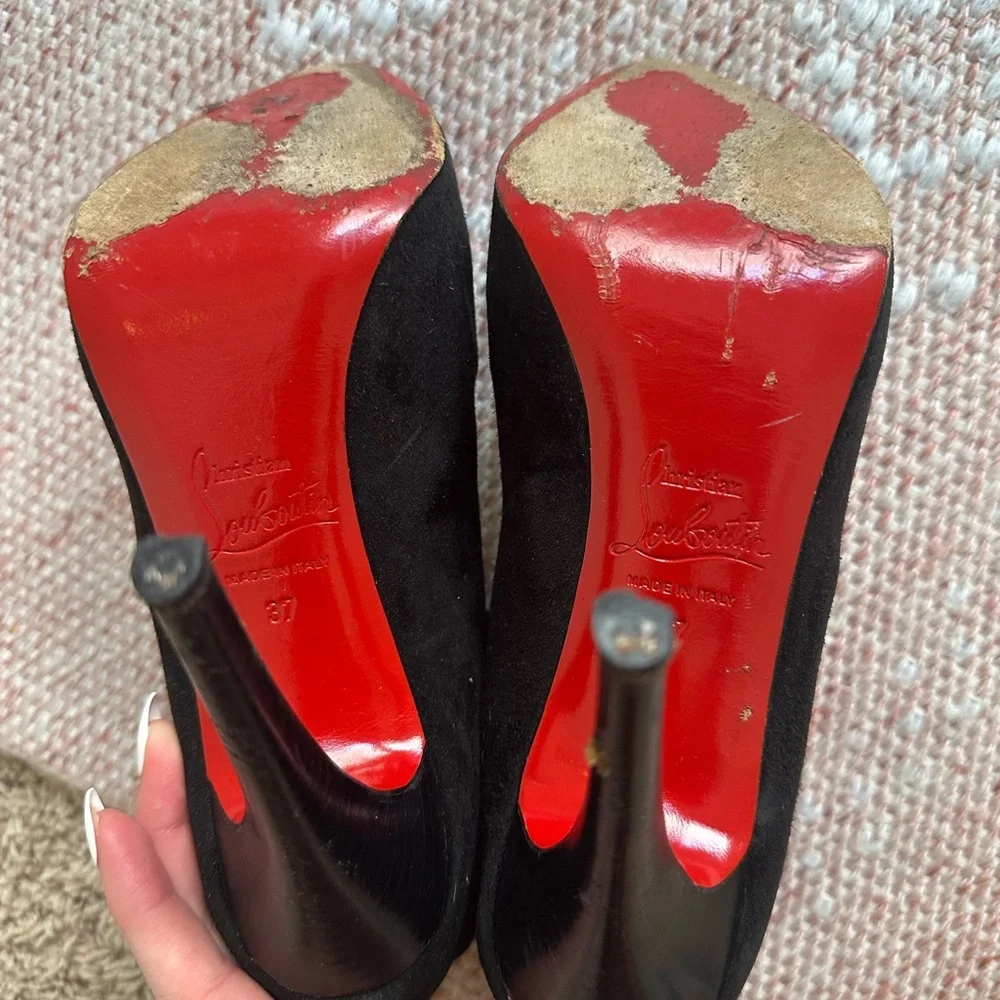 Christian Louboutin Suede 120mm Ankle Heels Size 37 (7 US) - Picture 7 of 9